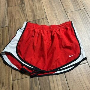 Nike Red Athletic Shorts with White Panels